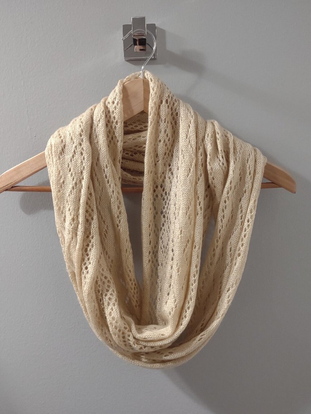 Tan Acrylic Diamond Knit Infinity Scarf - 2010's